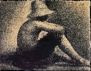 The Youngster Wearing hat sat on the Lawn, Georges Seurat